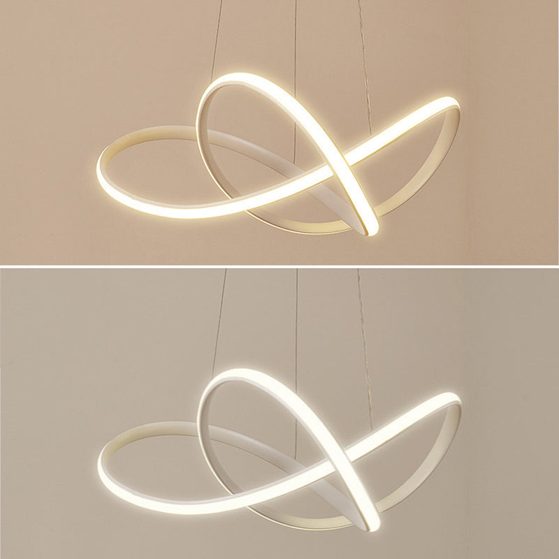Silicone Linear LED Hanging Lamp in Modern Simplicity Lacquered Aluminium Chandelier for Dining Room
