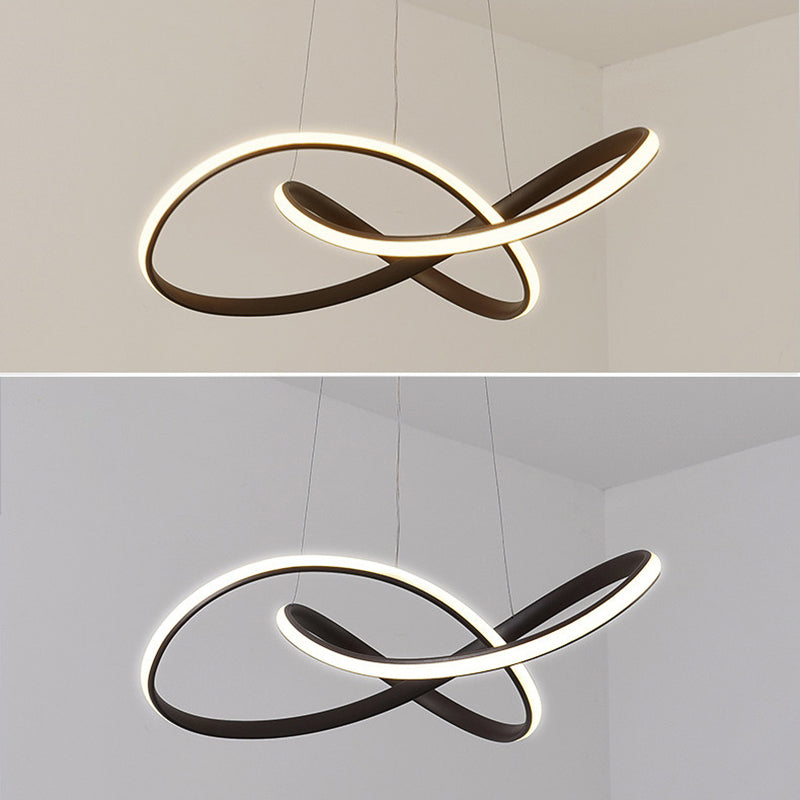 Silicone Linear LED Hanging Lamp in Modern Simplicity Lacquered Aluminium Chandelier for Dining Room