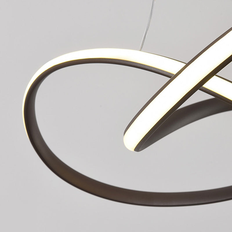 Silicone Linear LED Hanging Lamp in Modern Simplicity Lacquered Aluminium Chandelier for Dining Room