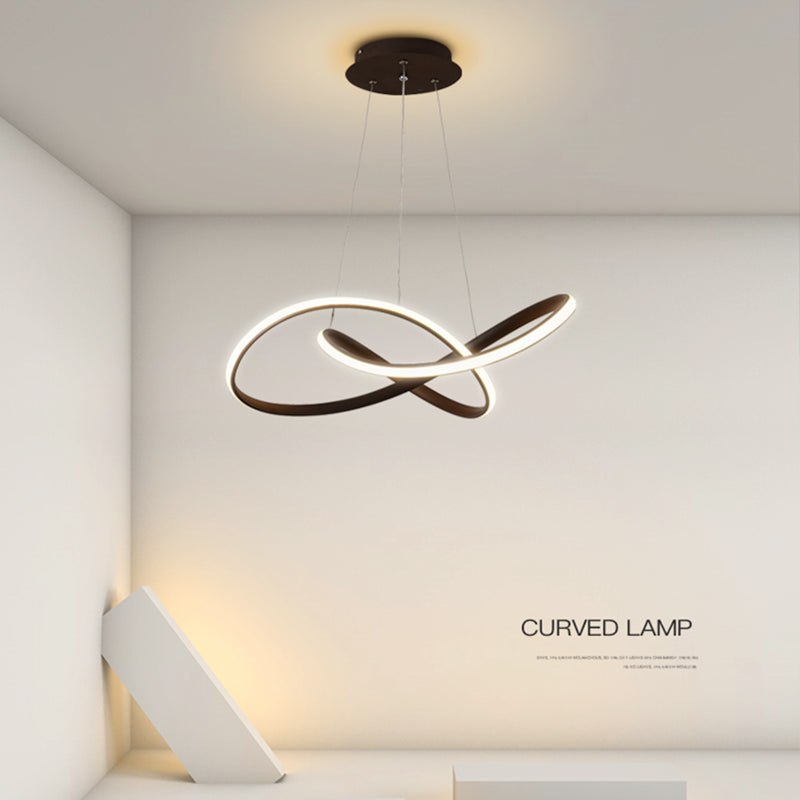 Silicone Linear LED Hanging Lamp in Modern Simplicity Lacquered Aluminium Chandelier for Dining Room
