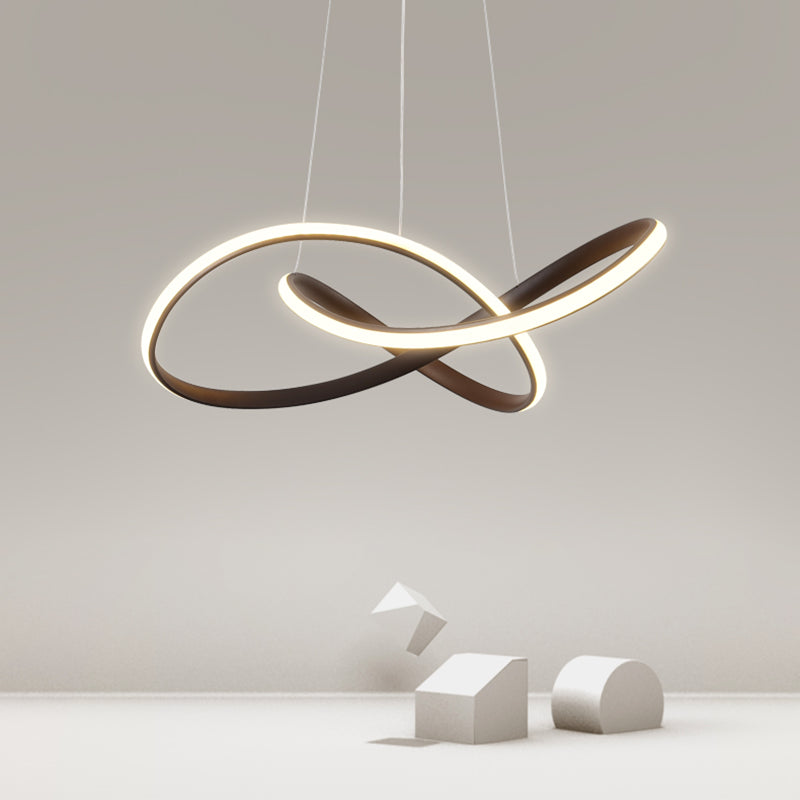 Silicone Linear LED Hanging Lamp in Modern Simplicity Lacquered Aluminium Chandelier for Dining Room