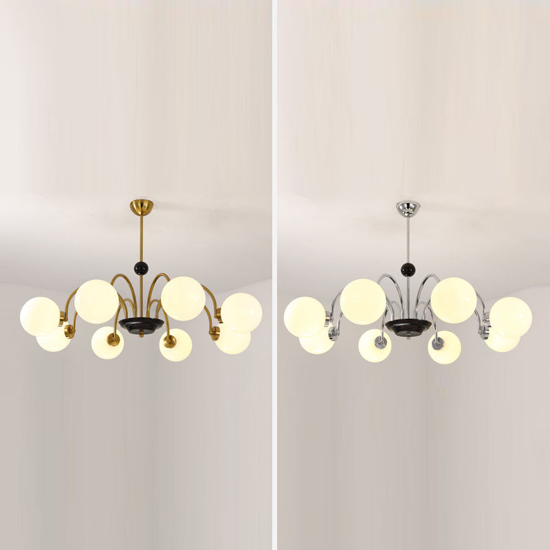 American Style Chandelier White Glass Pendant Lighting Fixtures for Dining Room