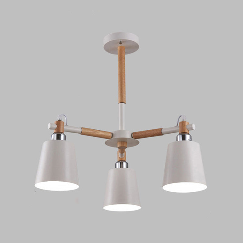 Nordic Colorful Chandelier Metal Wood Pendant Lighting Fixtures for Living Room