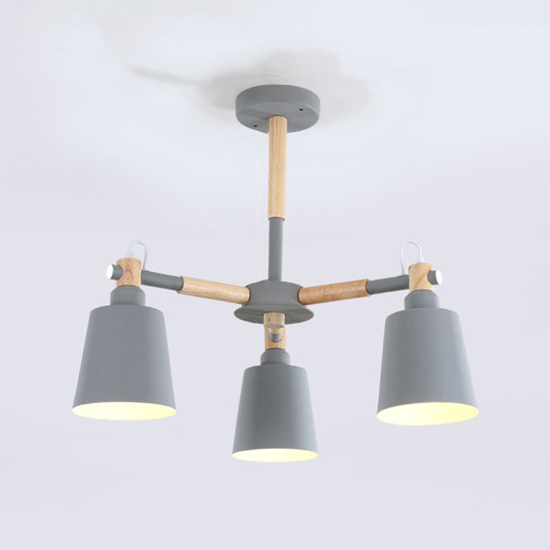 Nordic Colorful Chandelier Metal Wood Pendant Lighting Fixtures for Living Room