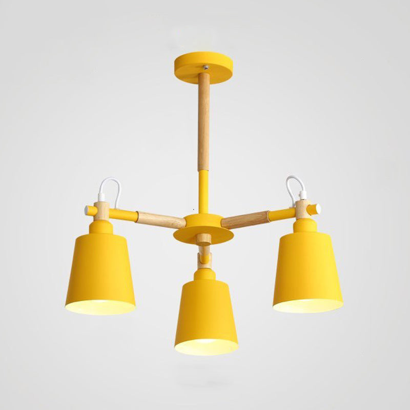 Nordic Colorful Chandelier Metal Wood Pendant Lighting Fixtures for Living Room