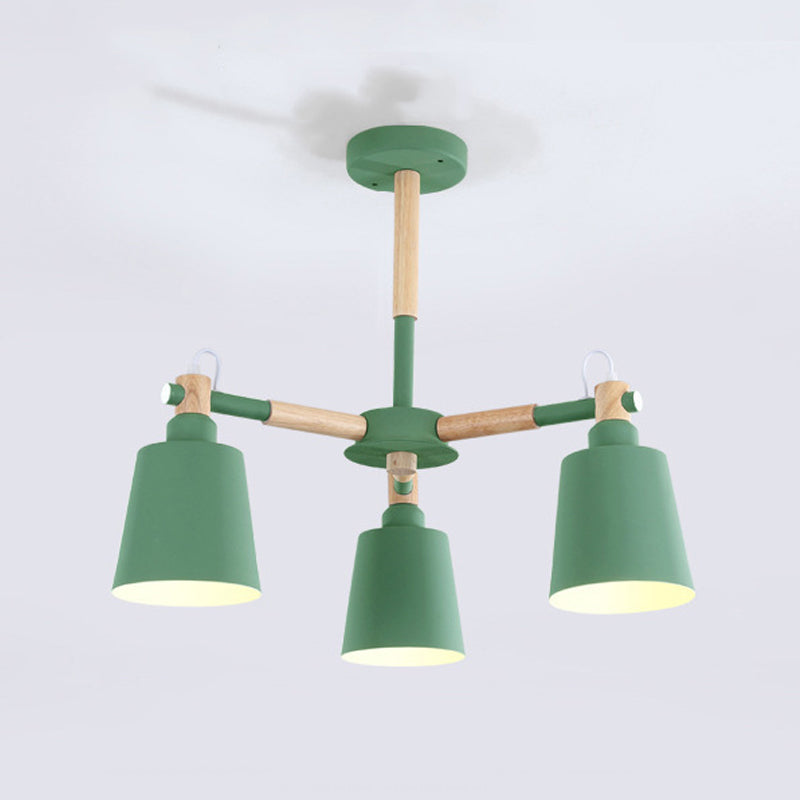 Nordic Colorful Chandelier Metal Wood Pendant Lighting Fixtures for Living Room