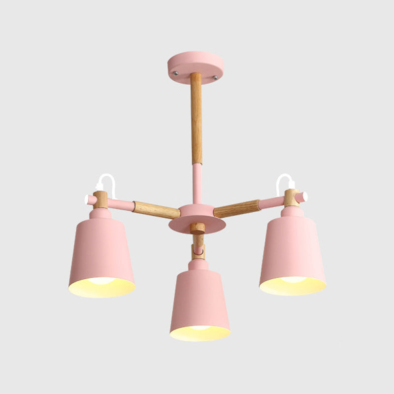 Nordic Colorful Chandelier Metal Wood Pendant Lighting Fixtures for Living Room