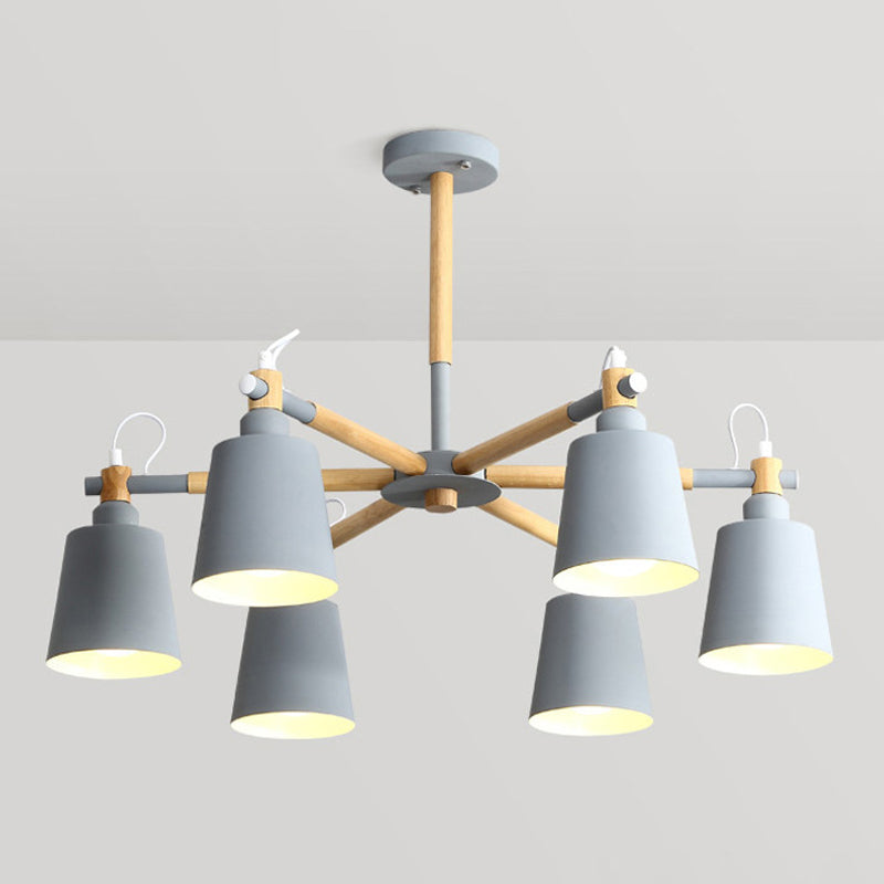 Nordic Colorful Chandelier Metal Wood Pendant Lighting Fixtures for Living Room