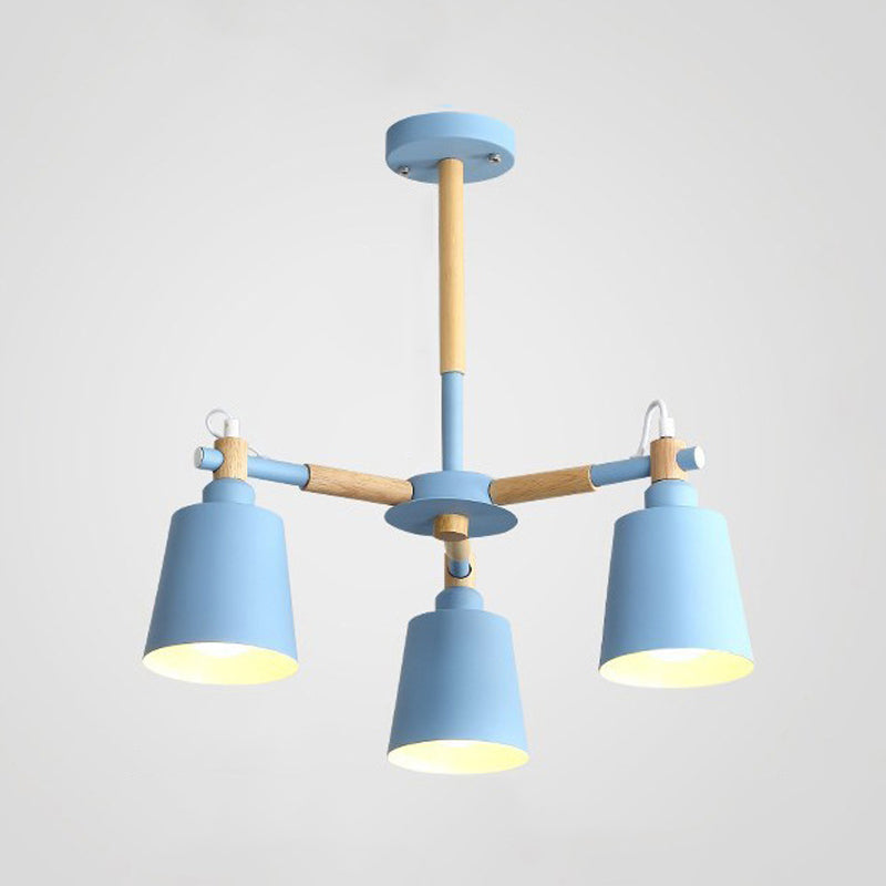 Nordic Colorful Chandelier Metal Wood Pendant Lighting Fixtures for Living Room
