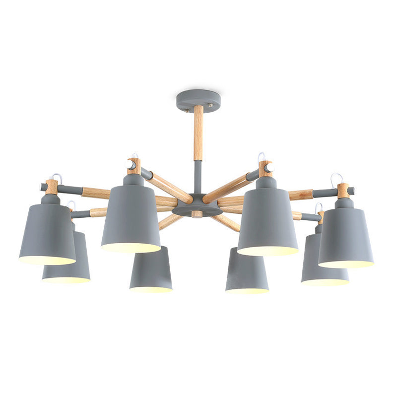 Nordic Colorful Chandelier Metal Wood Pendant Lighting Fixtures for Living Room