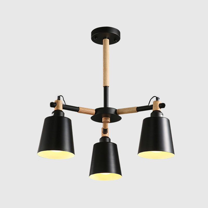 Nordic Colorful Chandelier Metal Wood Pendant Lighting Fixtures for Living Room