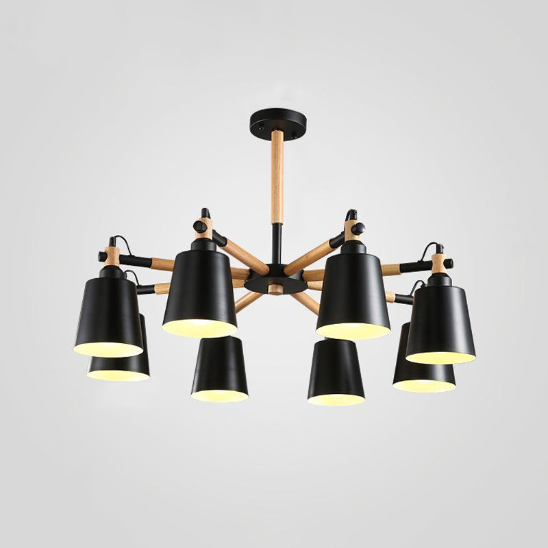 Nordic Colorful Chandelier Metal Wood Pendant Lighting Fixtures for Living Room