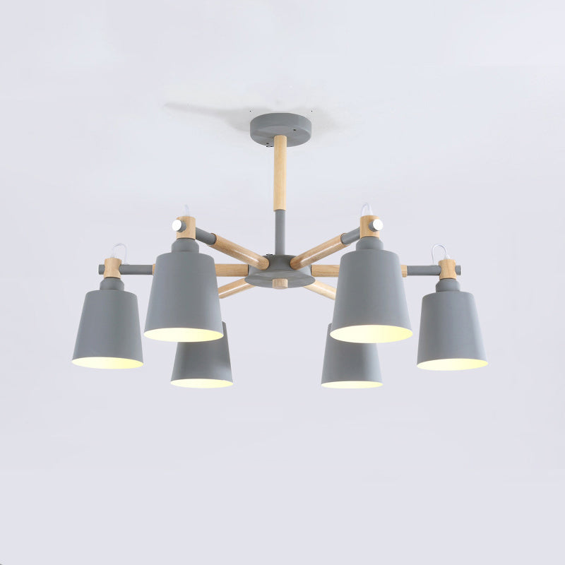 Nordic Colorful Chandelier Metal Wood Pendant Lighting Fixtures for Living Room