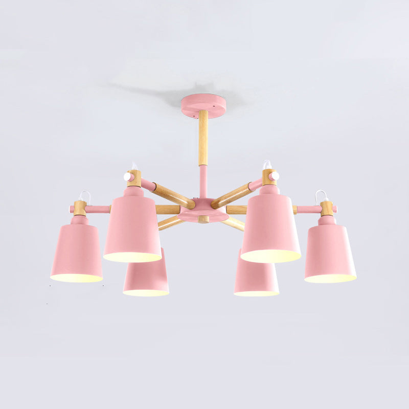 Nordic Colorful Chandelier Metal Wood Pendant Lighting Fixtures for Living Room