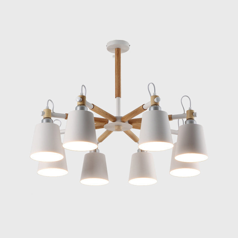 Nordic Colorful Chandelier Metal Wood Pendant Lighting Fixtures for Living Room