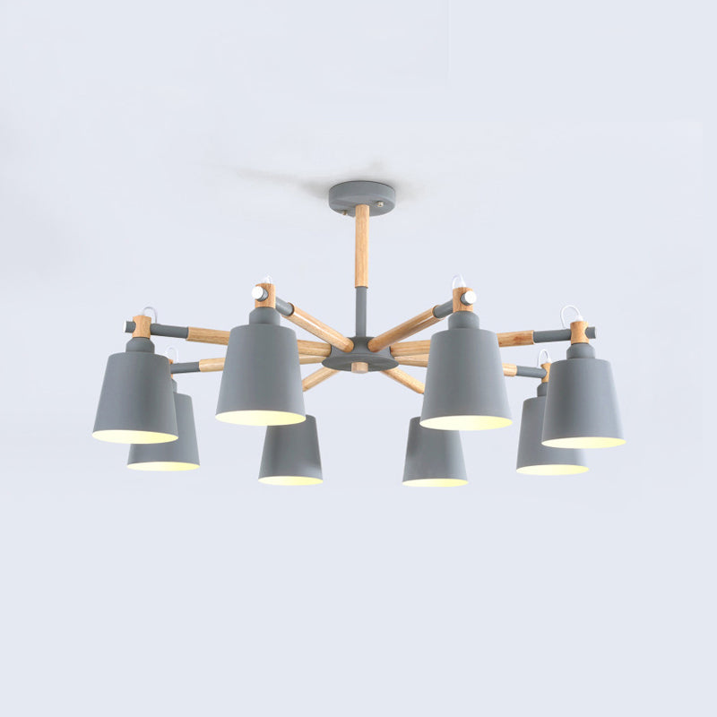 Nordic Colorful Chandelier Metal Wood Pendant Lighting Fixtures for Living Room