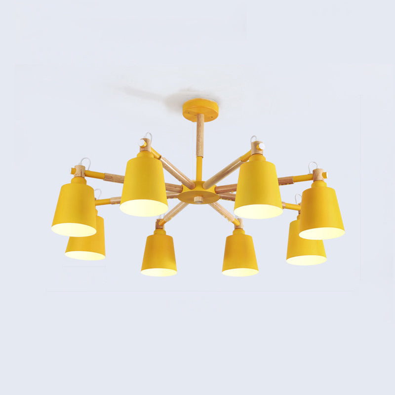 Nordic Colorful Chandelier Metal Wood Pendant Lighting Fixtures for Living Room