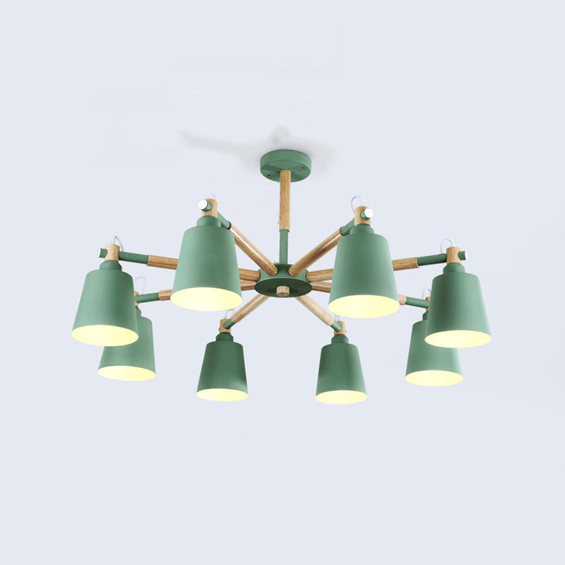 Nordic Colorful Chandelier Metal Wood Pendant Lighting Fixtures for Living Room