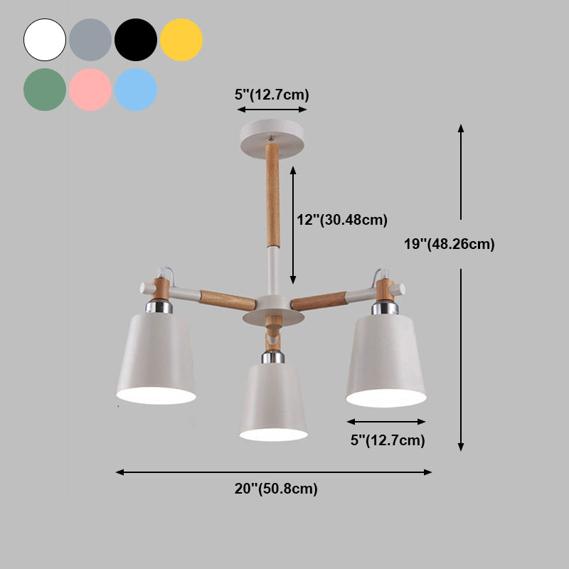 Nordic Colorful Chandelier Metal Wood Pendant Lighting Fixtures for Living Room