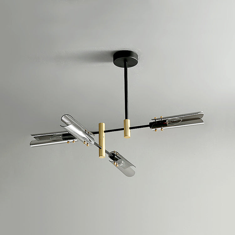 Accesorios de iluminación de lámpara posmoderna de vidrio lámpara de araña colgante negra y dorada