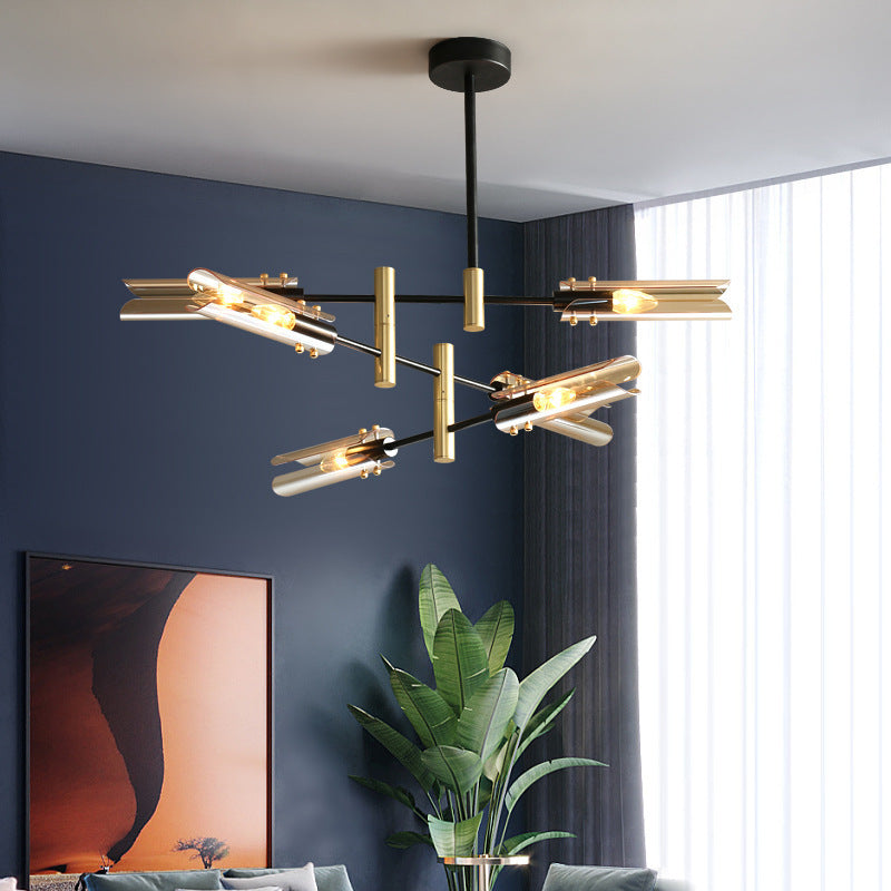 Glass Postmodern Chandelier Lighting Fixtures Black and Gold Hanging Chandelier