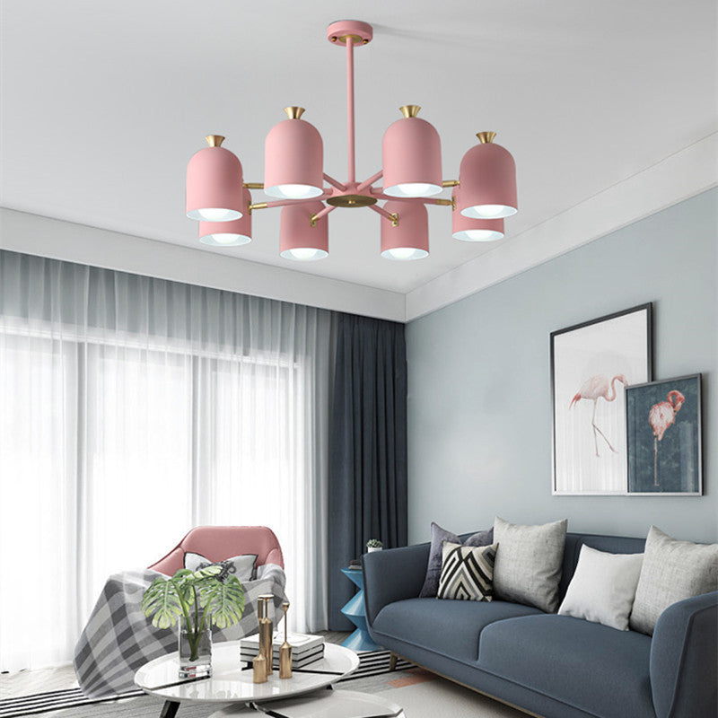 Simple Macron Chandelier Metal Multi Head Pendant Lighting Fixtures for Bedroom