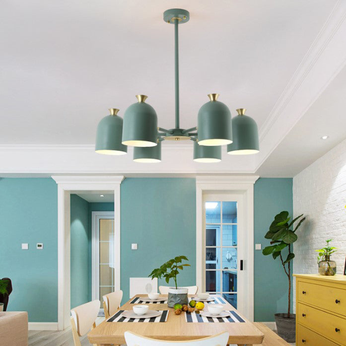 Simple Macron Chandelier Metal Multi Head Pendant Lighting Fixtures for Bedroom