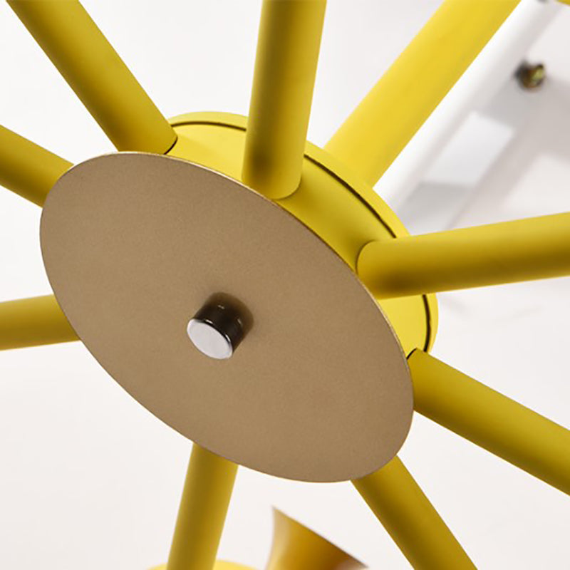 Simple Macron Chandelier Metal Multi Head Pendant Lighting Fixtures for Bedroom