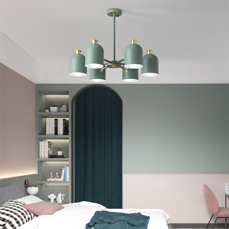 Simple Macron Chandelier Metal Multi Head Pendant Lighting Fixtures for Bedroom
