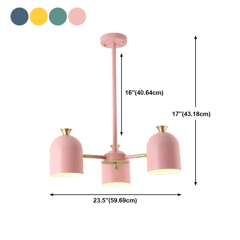 Simple Macron Chandelier Metal Multi Head Pendant Lighting Fixtures for Bedroom