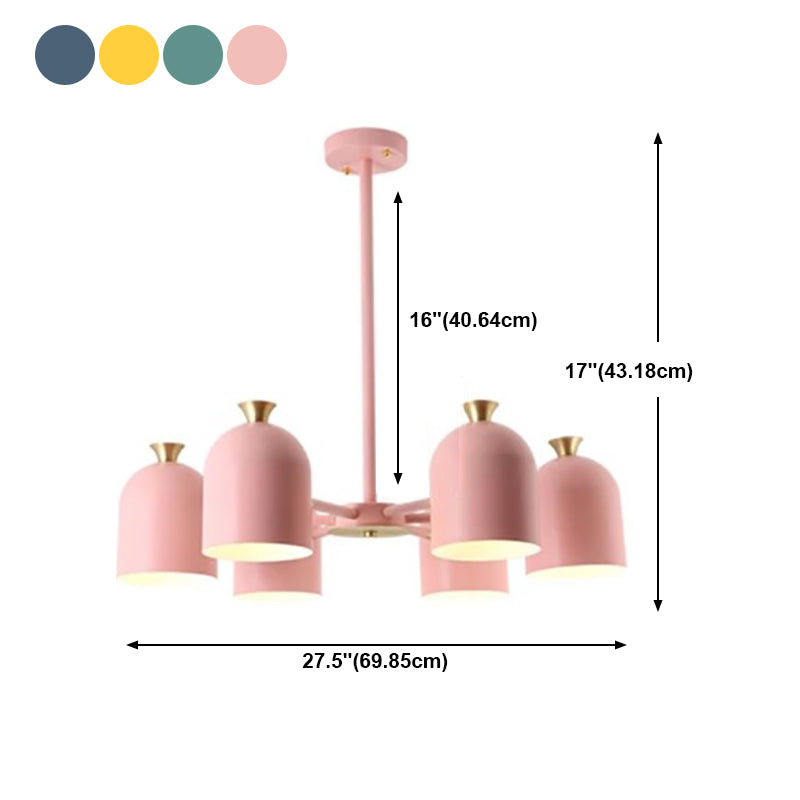 Simple Macron Chandelier Metal Multi Head Pendant Lighting Fixtures for Bedroom