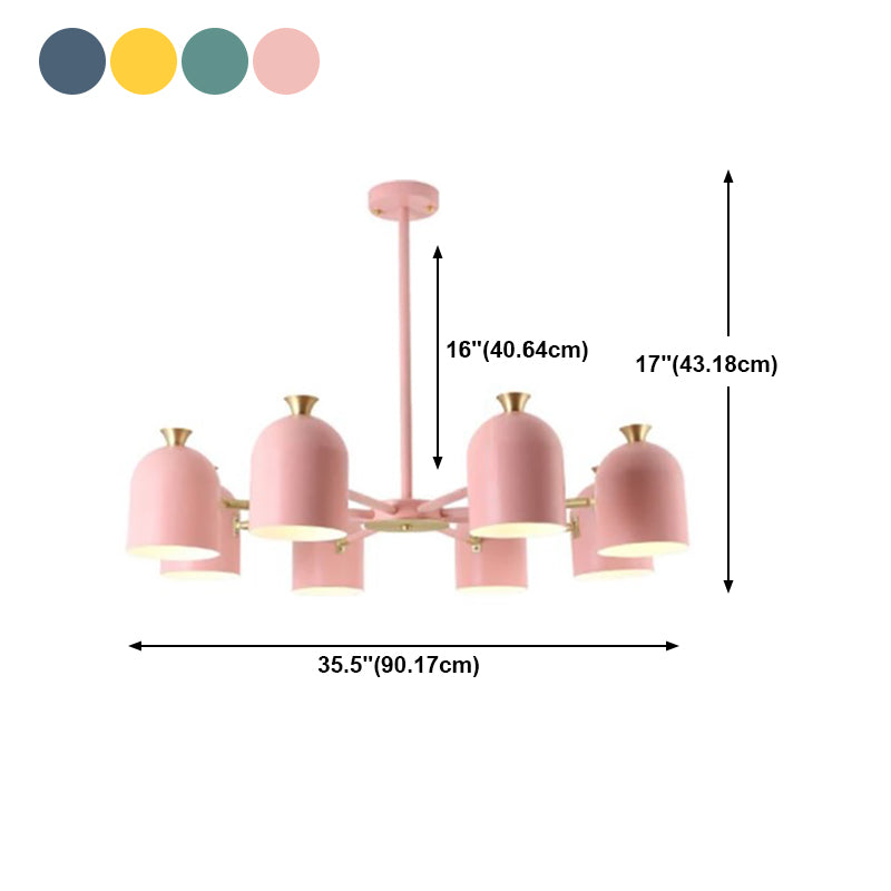 Simple Macron Chandelier Metal Multi Head Pendant Lighting Fixtures for Bedroom