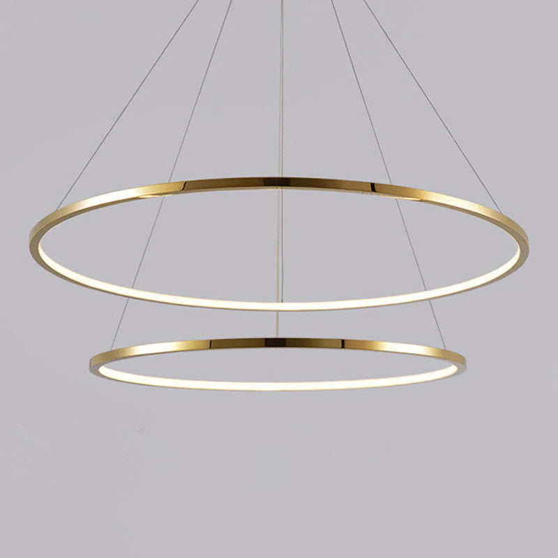 Multi Layer Round Shade Hanging Light Modern Style Metal Pendant Light in Gold