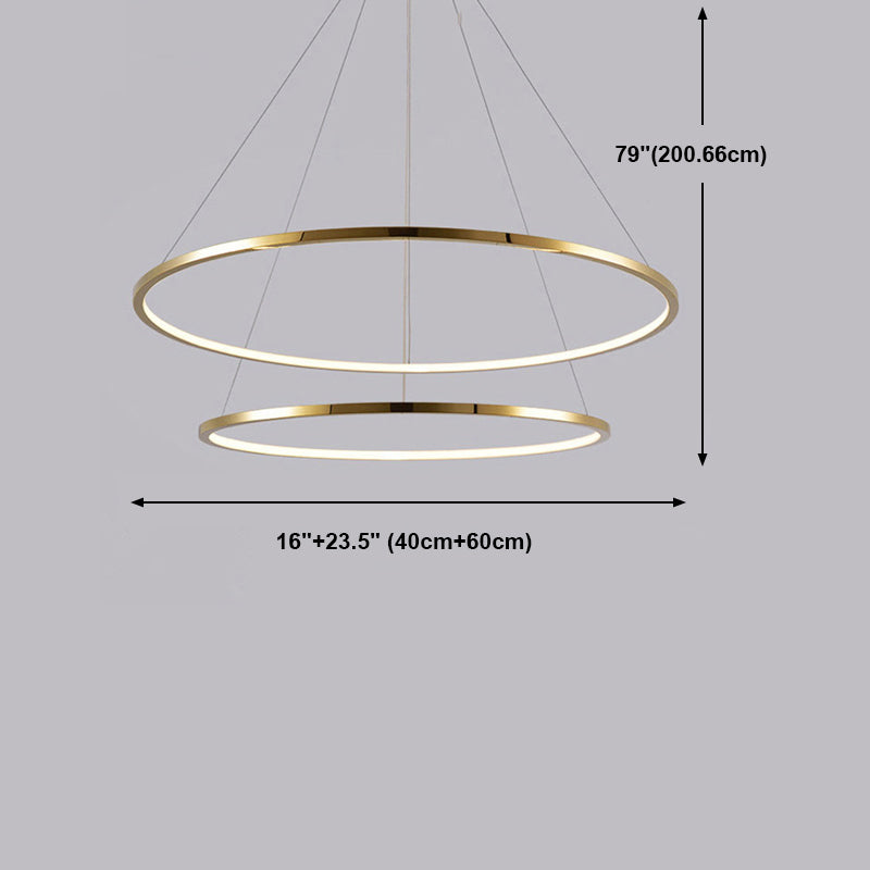 Multi Layer Round Shade Hanging Light Modern Style Metal Pendant Light in Gold