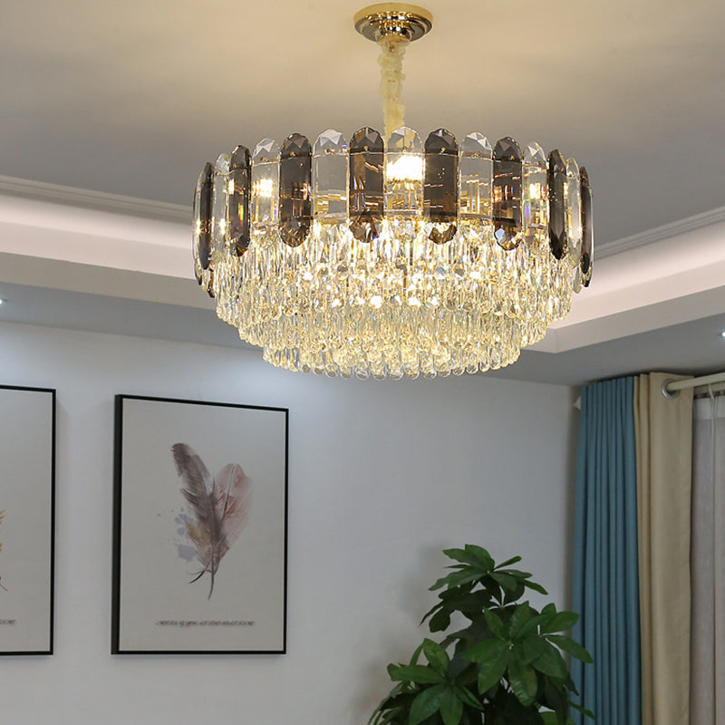 Lámpara de araña de cristal de lámparas de cristal de geometría de estilo contemporáneo en gris