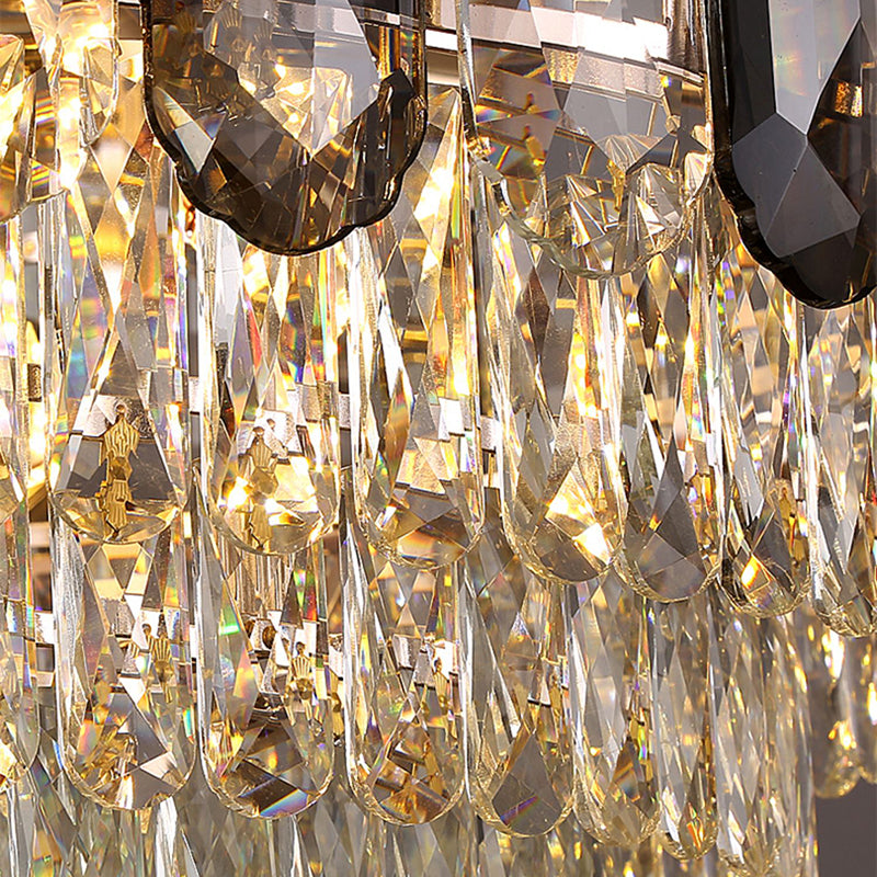 Lámpara de araña de cristal de lámparas de cristal de geometría de estilo contemporáneo en gris