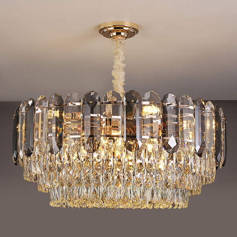 Contemporary Style Geometry Pendant Chandeliers Crystal Chandelier Lighting in Grey