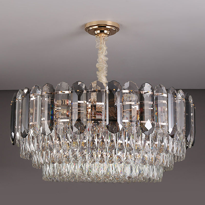 Lámpara de araña de cristal de lámparas de cristal de geometría de estilo contemporáneo en gris