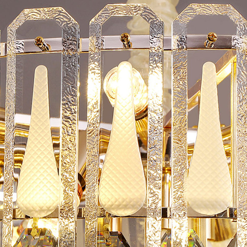 Lámparas de araña de cristal de lámparas colgantes de geometría de estilo contemporáneo en oro