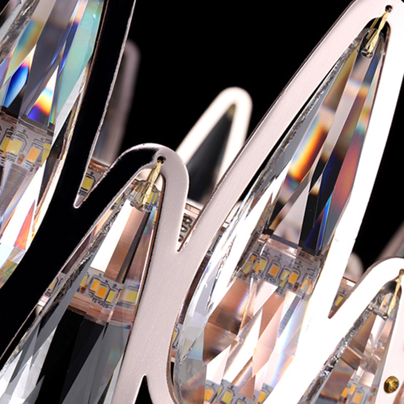 Contemporary Style Circle Pendant Chandelier Crystal 1 Light Chandelier Light in Silver