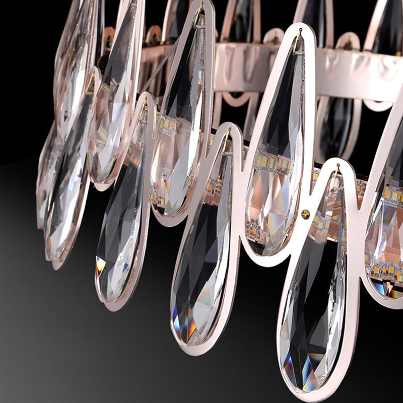 Contemporary Style Circle Pendant Chandelier Crystal 1 Light Chandelier Light in Silver