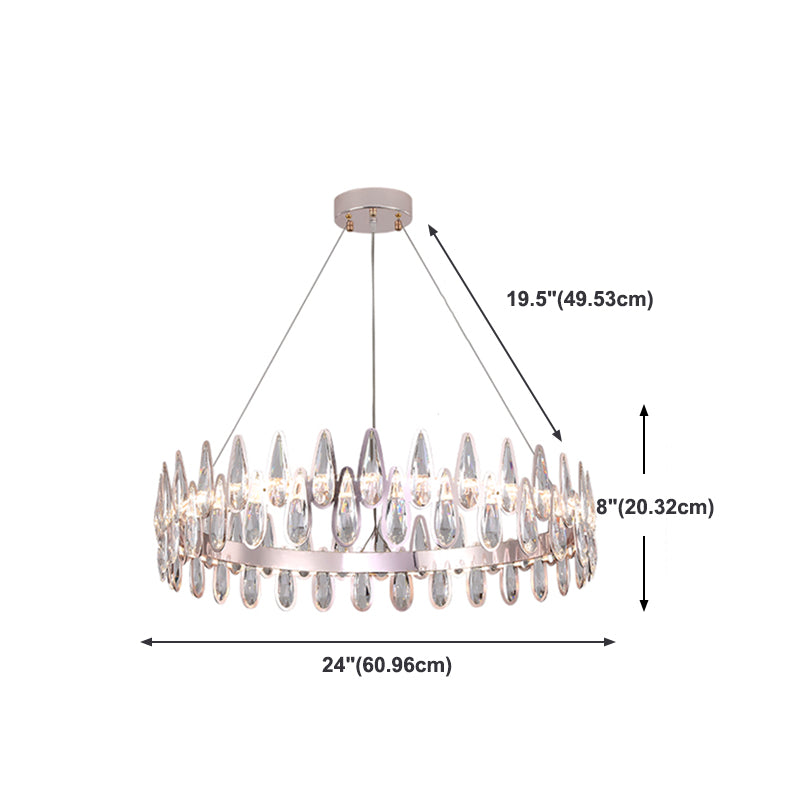 Contemporary Style Circle Pendant Chandelier Crystal 1 Light Chandelier Light in Silver