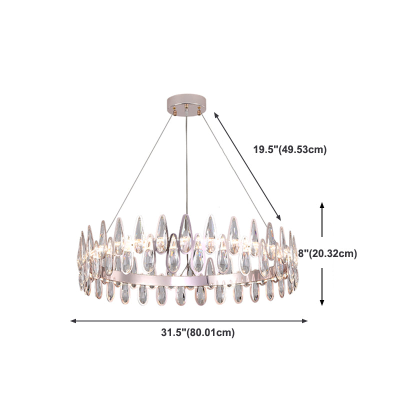 Contemporary Style Circle Pendant Chandelier Crystal 1 Light Chandelier Light in Silver