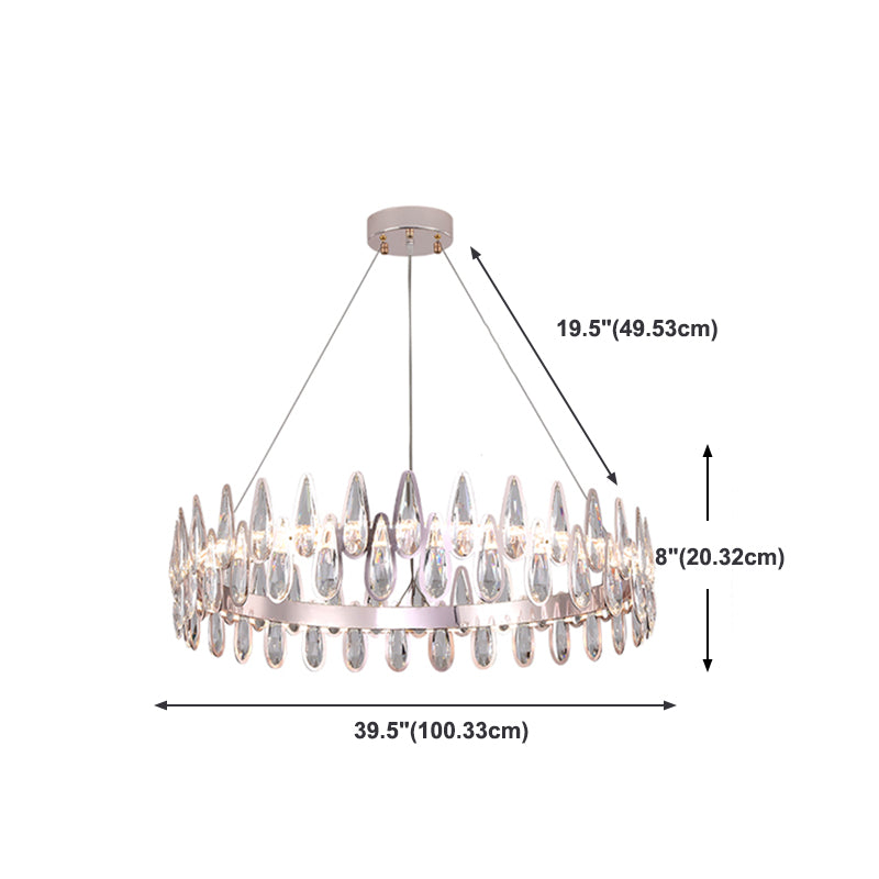 Contemporary Style Circle Pendant Chandelier Crystal 1 Light Chandelier Light in Silver