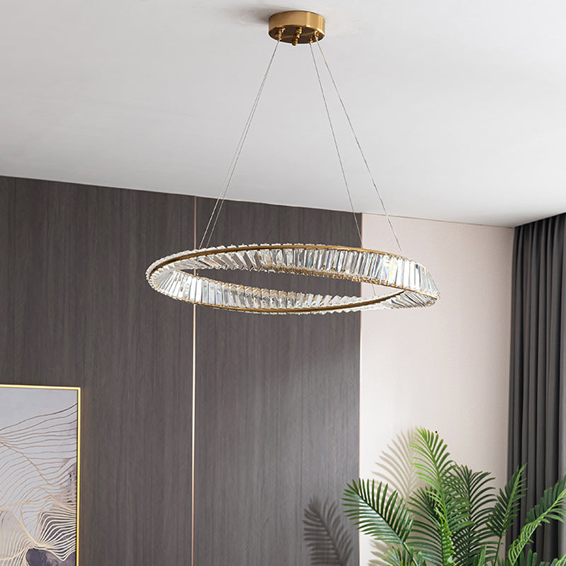 Contemporary Style Round Pendant Chandelier Crystal 1 Light Chandelier Light in Gold