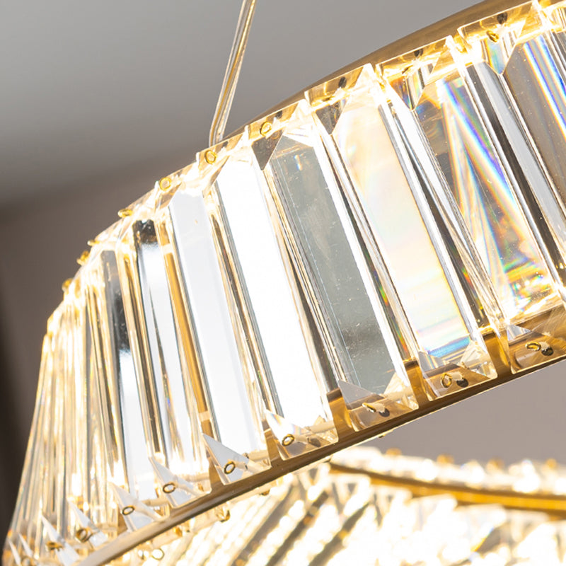 Contemporary Style Round Pendant Chandelier Crystal 1 Light Chandelier Light in Gold