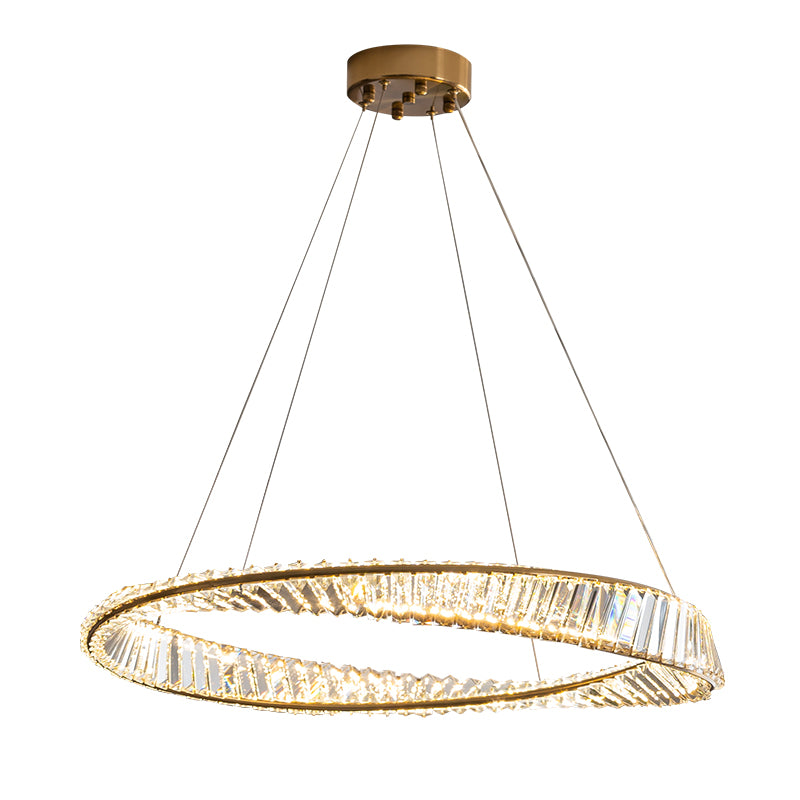 Contemporary Style Round Pendant Chandelier Crystal 1 Light Chandelier Light in Gold