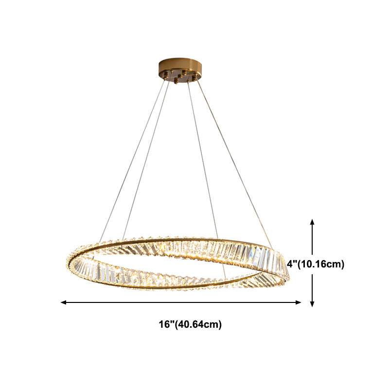Contemporary Style Round Pendant Chandelier Crystal 1 Light Chandelier Light in Gold