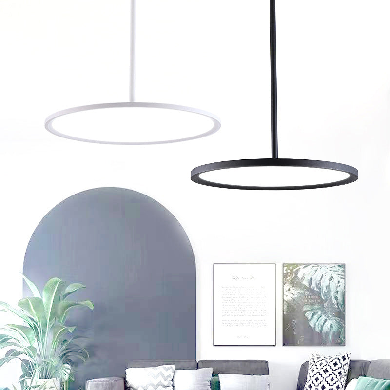 1 Light Round Suspension Pendant Modern Style Metal Down Lighting