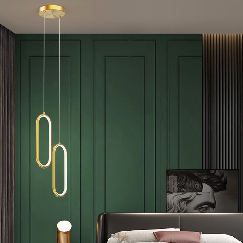 Linear Shape Hanging Light Modern Style Metal Hanging Lighting for Bedside